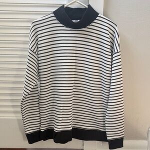 Evereve Black & White Striped Turtleneck Sweater